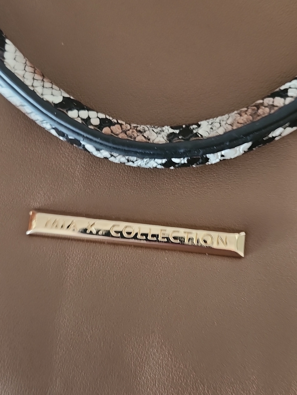 Brown Snake-Trim Tote Bag
